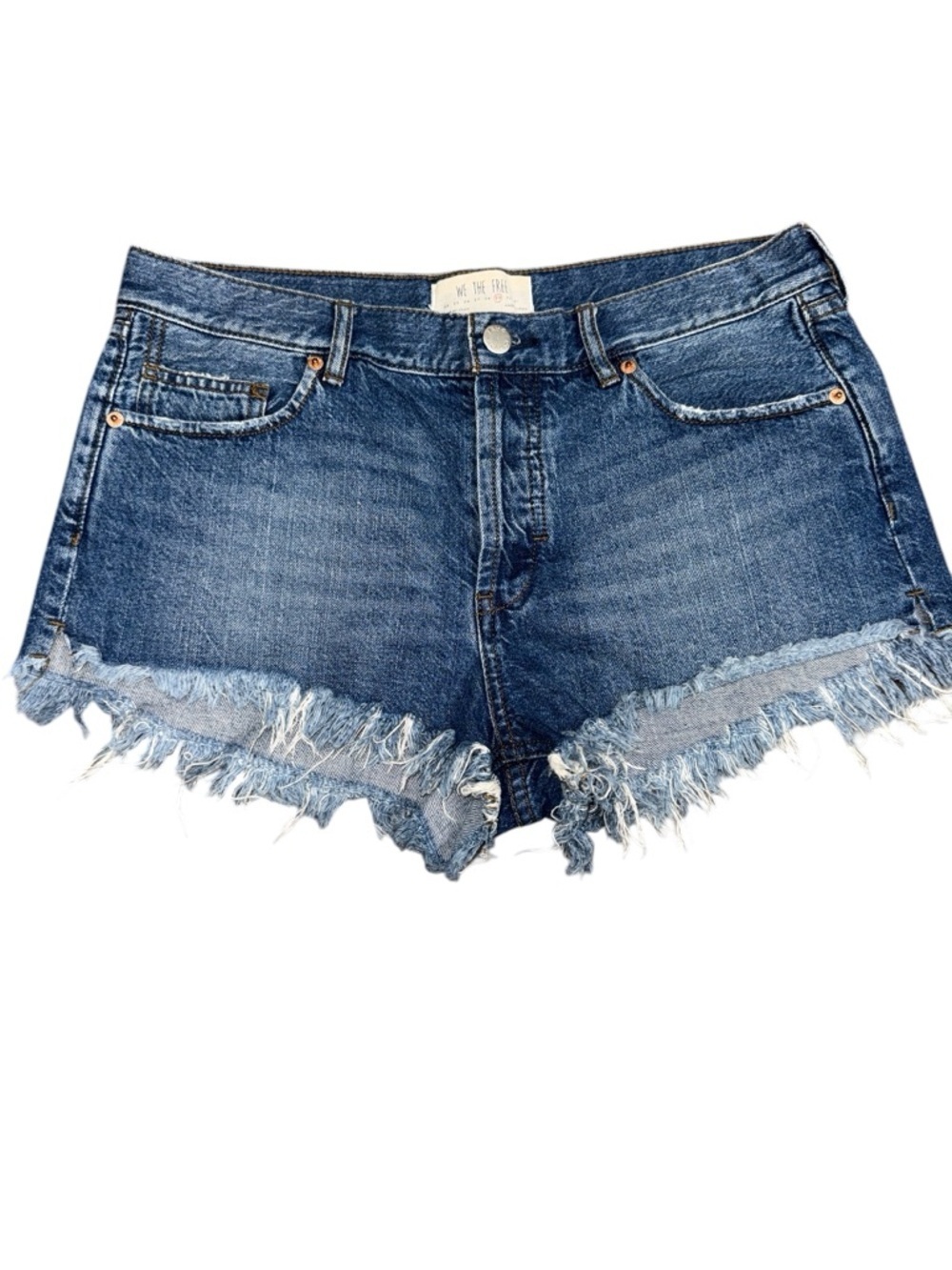 We The‎ Free Free People Denim Shorts Medium Wash Raw Hem Cut Offs Size 29